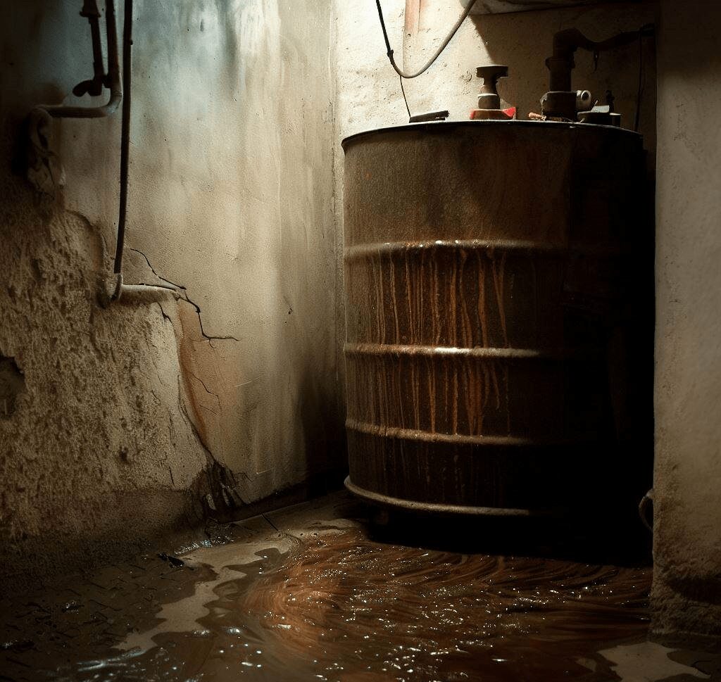 Cuve à fioul qui fuit dans une cave