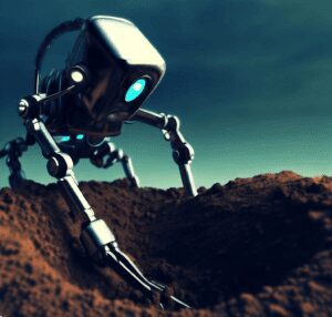 Robot analysant un sol pour détection de contamination