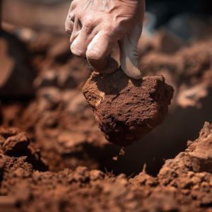 Main humaine soulevant une motte de terre