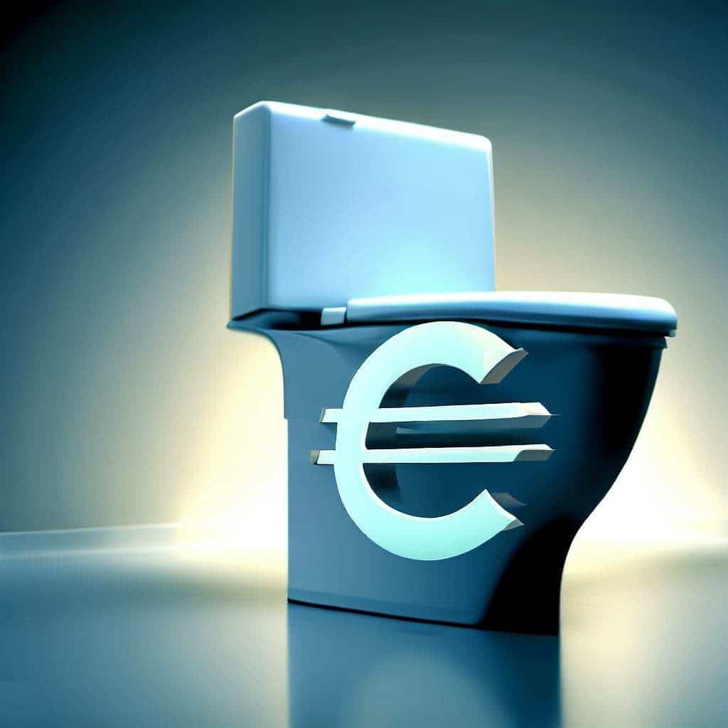 Toilette avec le symbole euro illustrant les subventions pour l'assainissement