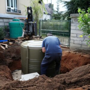 Installation d'une fosse septique dans un jardin privé à Paris
