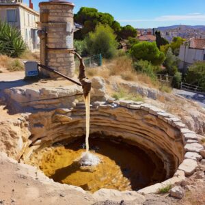 Puits d'eau à Marseille illustrant les défis hydrogéologiques