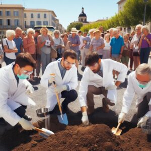 Équipe d'experts menant une étude de sol sur un terrain à Béziers pour évaluer la qualité et la pollution du sol